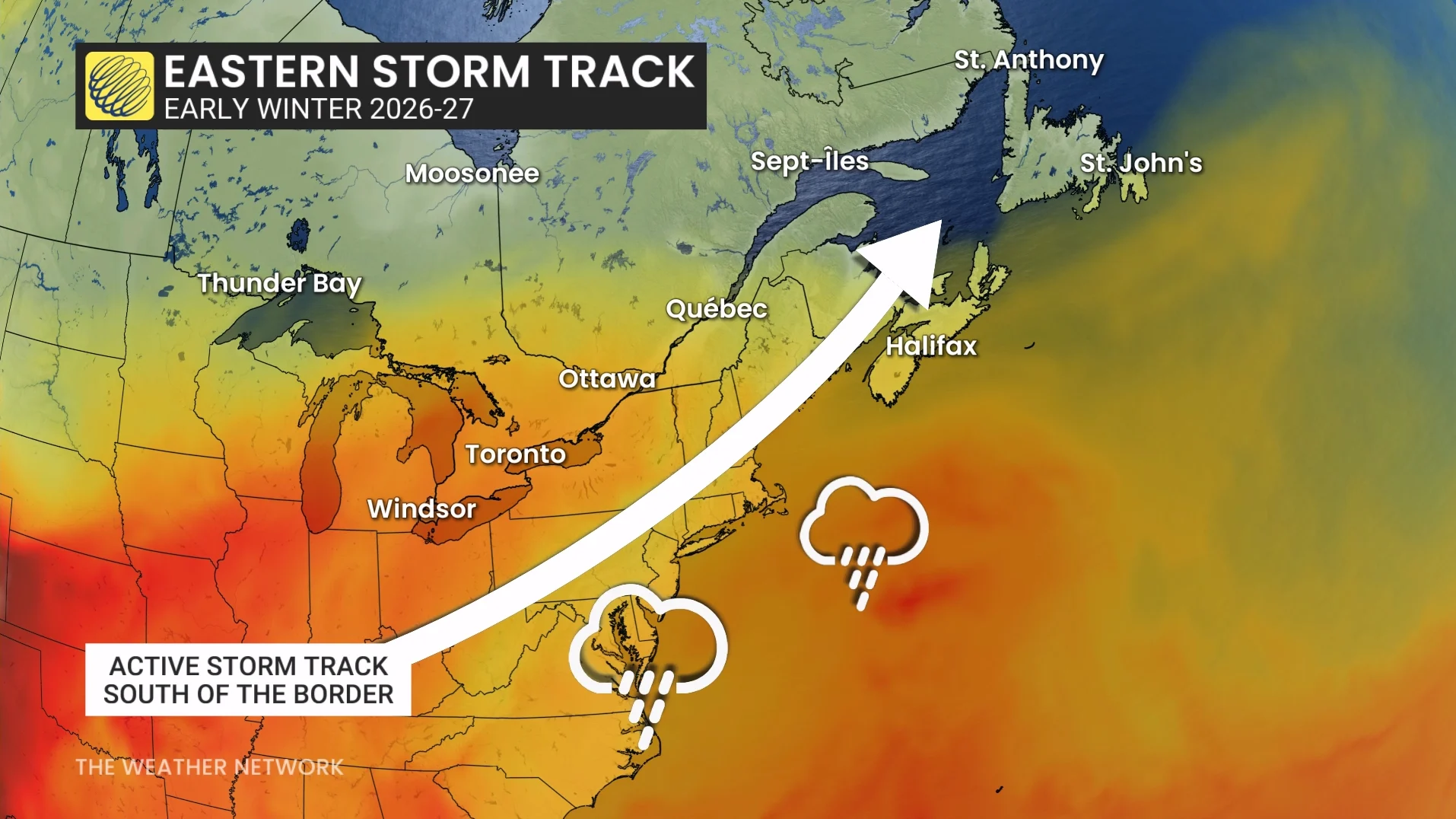 Active Storm Track East Winter 2026 2027