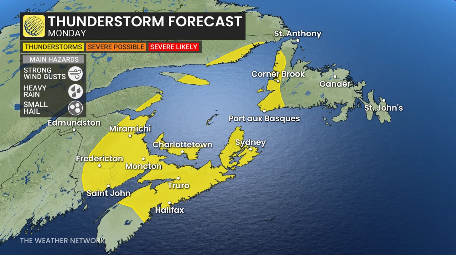 Monday, Rain, Atlantic, Wet, Forecast, July 20, 2025. (The Weather Network/Tyler Hamilton)