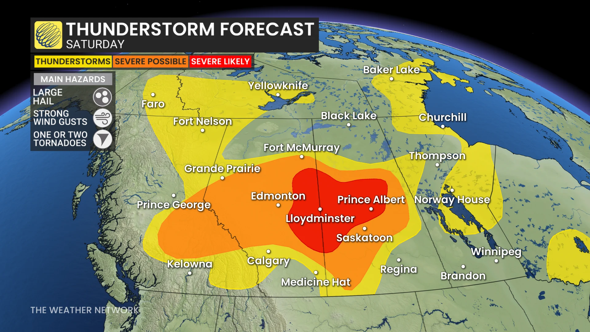 Prairies thunderstorm forecast Saturday