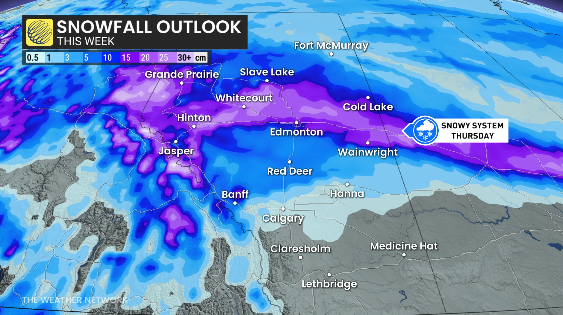 Alberta snowfall outlook this week