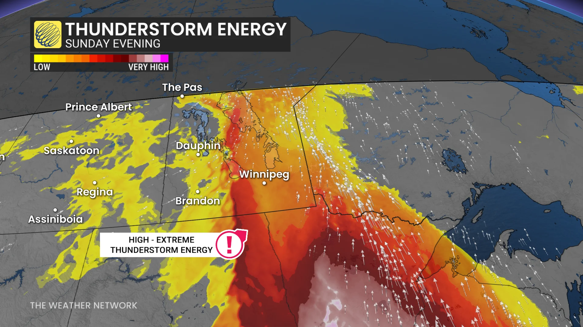 Prairies thunderstorm energy Sunday evening