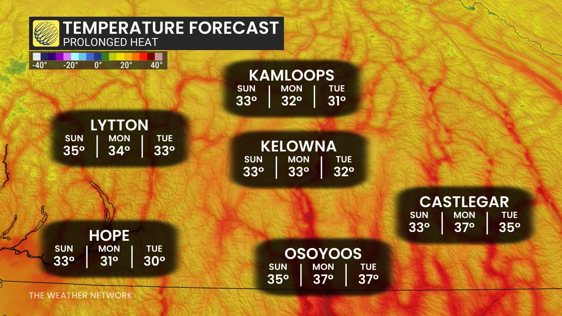 B.C. prolonged heat temperature forecast