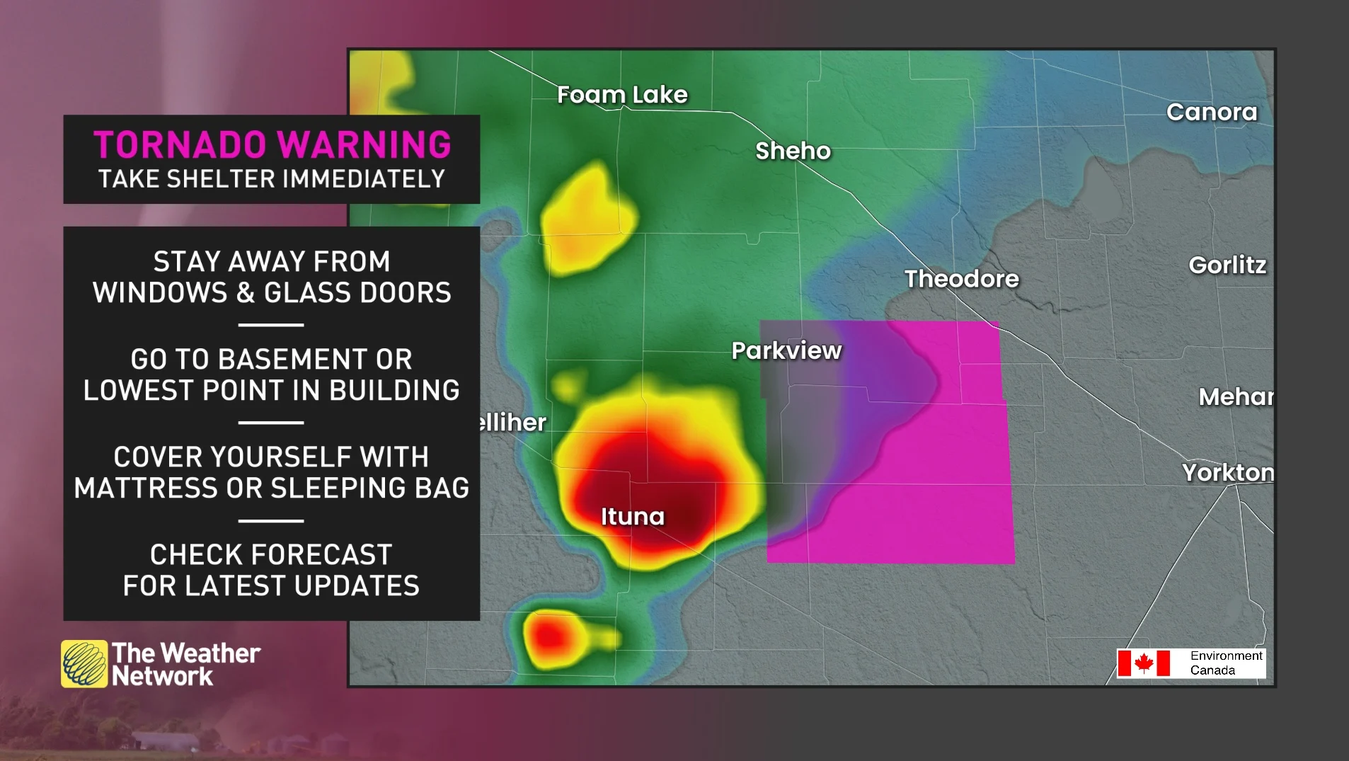 Saskatchewan tornado warning May 12