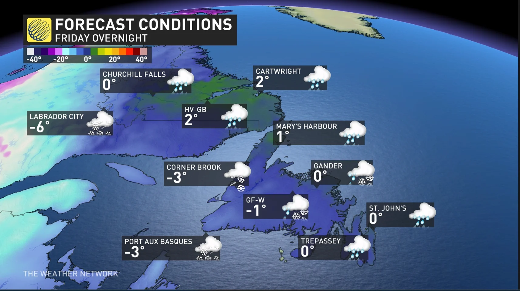 Newfoundland Labrador Temperatures Friday Overnight