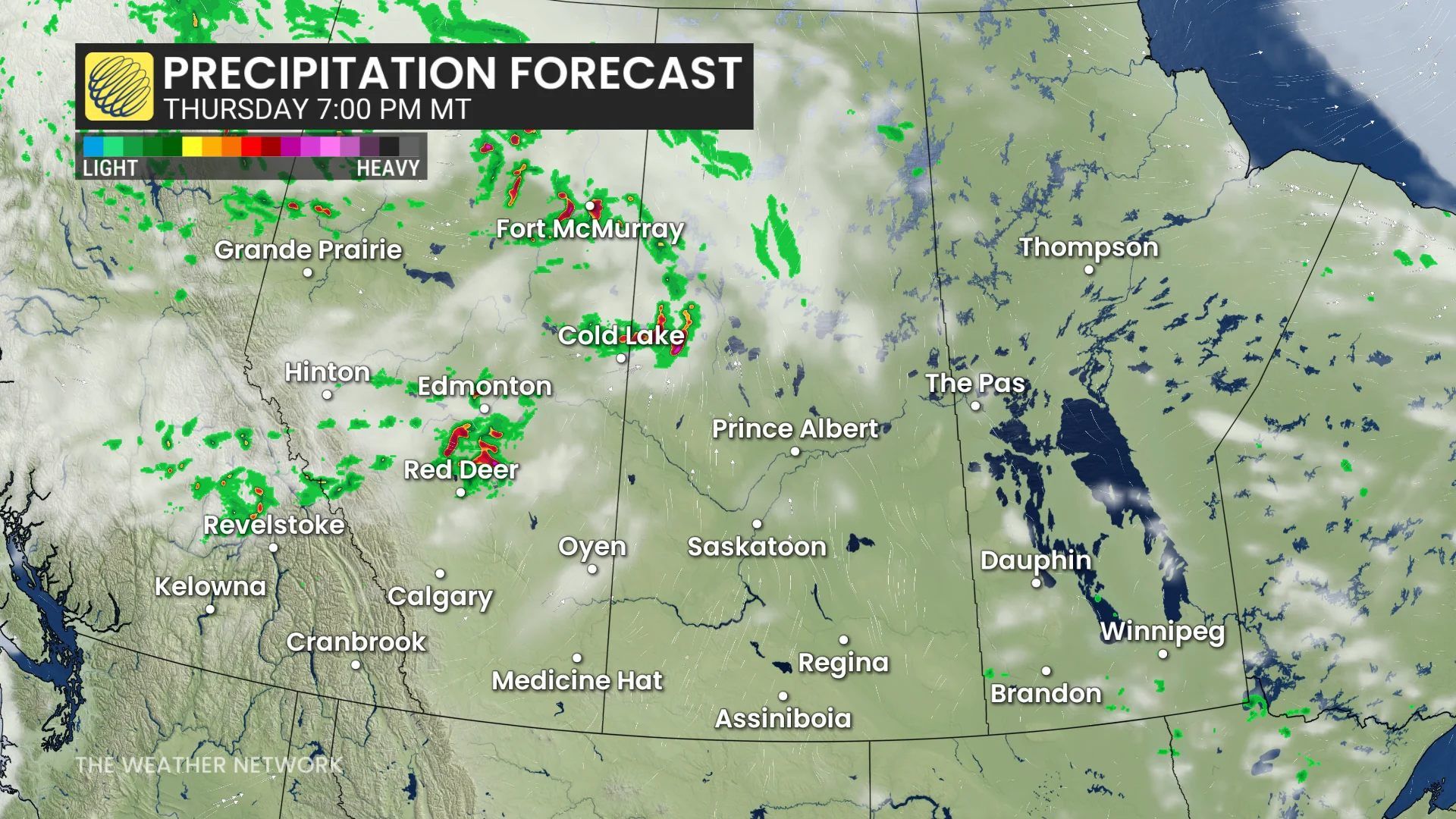 Baron - Alberta precipitation Thursday 7 pm - July 24