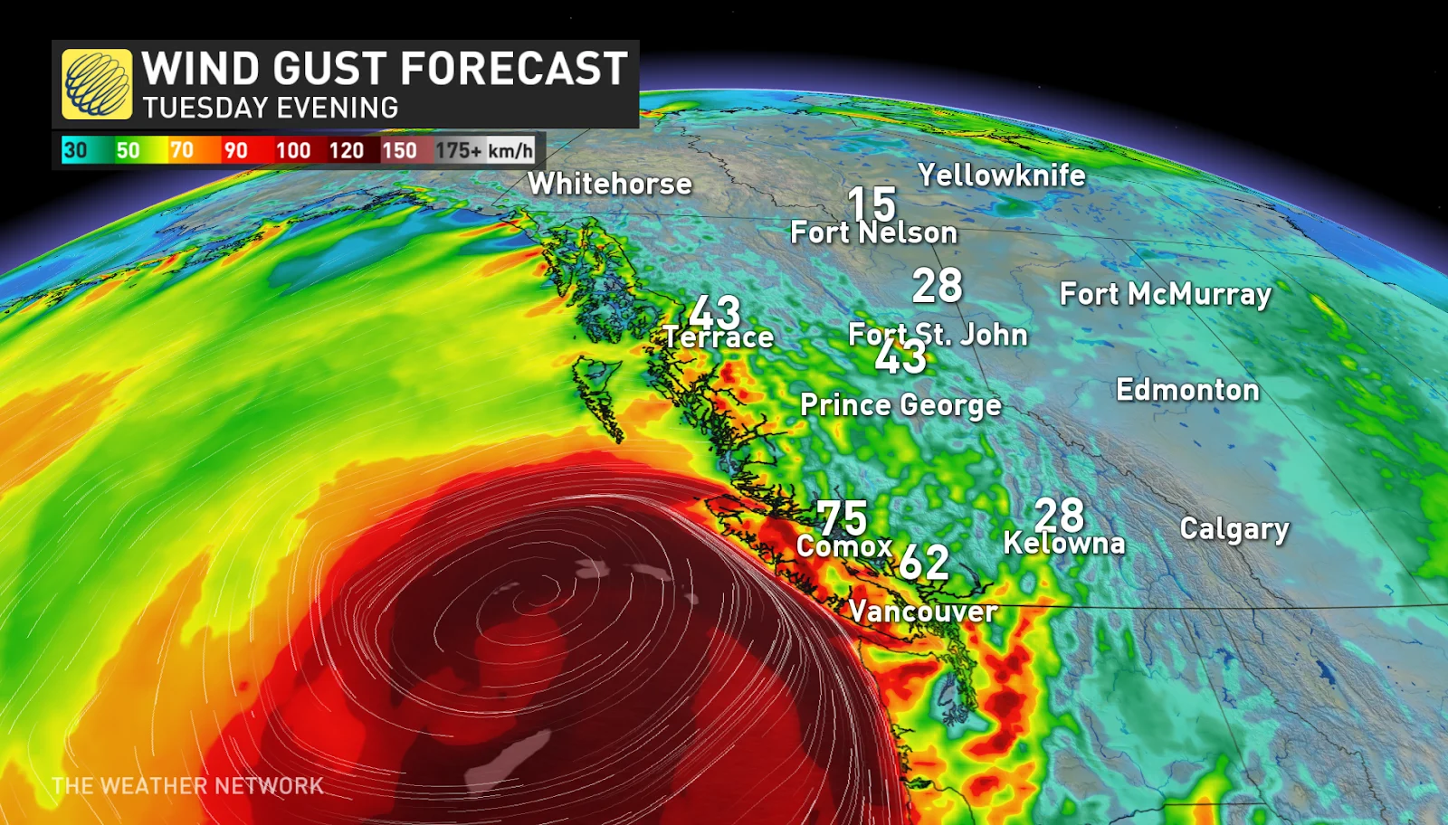 BC Wind Gust Tuesday evening