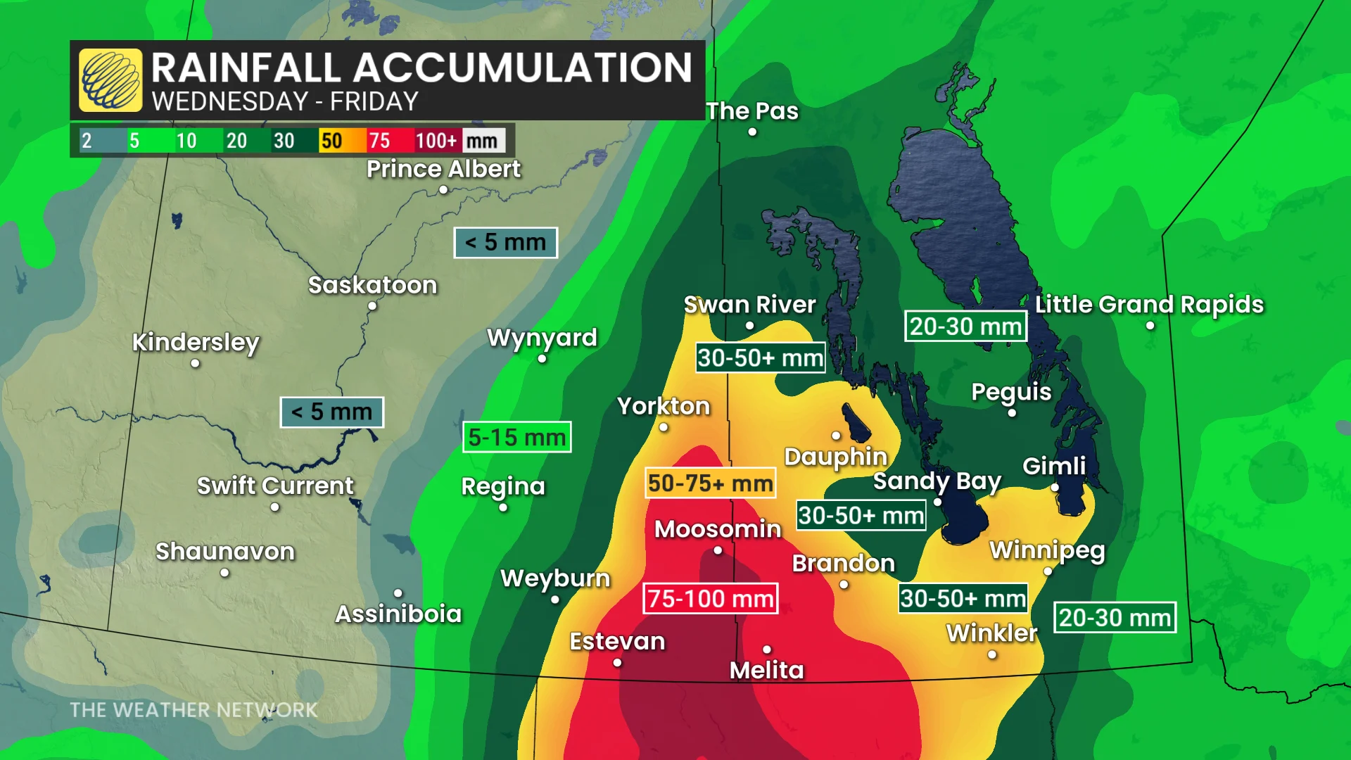 Baron - Saskatchewan Manitoba rainfall through Friday - May 14