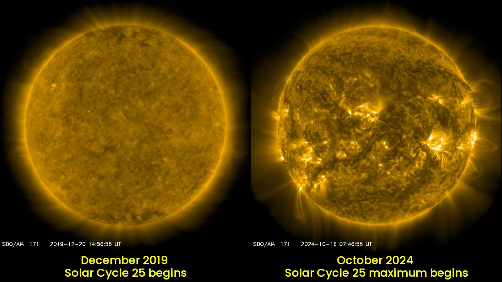 Solar Cycle Begin Max Comparison - NASA SDO