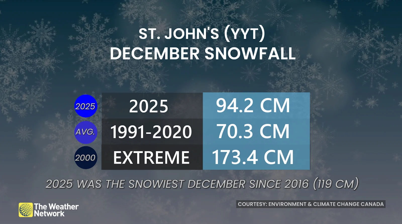 St. John, Newfoundland, Snow, Snowfall, Winter, Cold, January 03, 2026. (The Weather Network/Tyler Hamilton)
