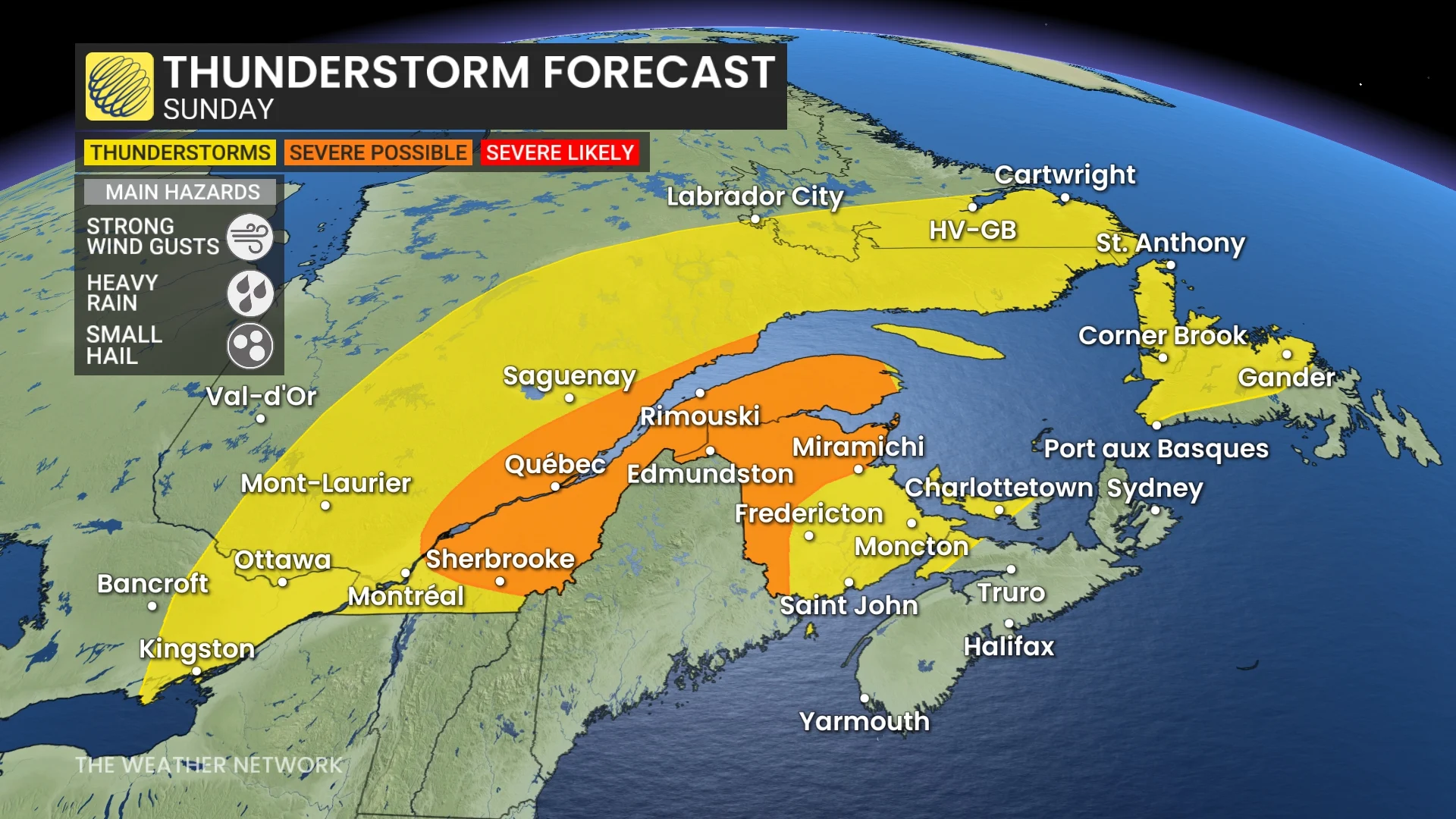 Atlantic Canada storm Sunday