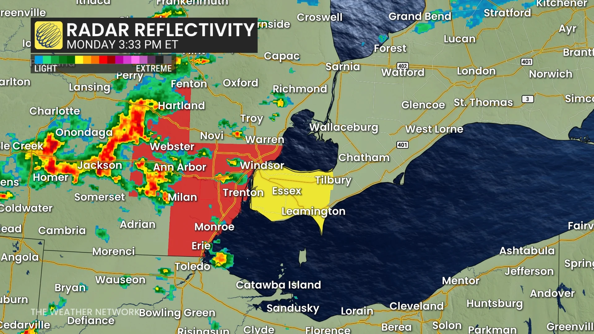 Ontario radar Monday afternoon, July 28