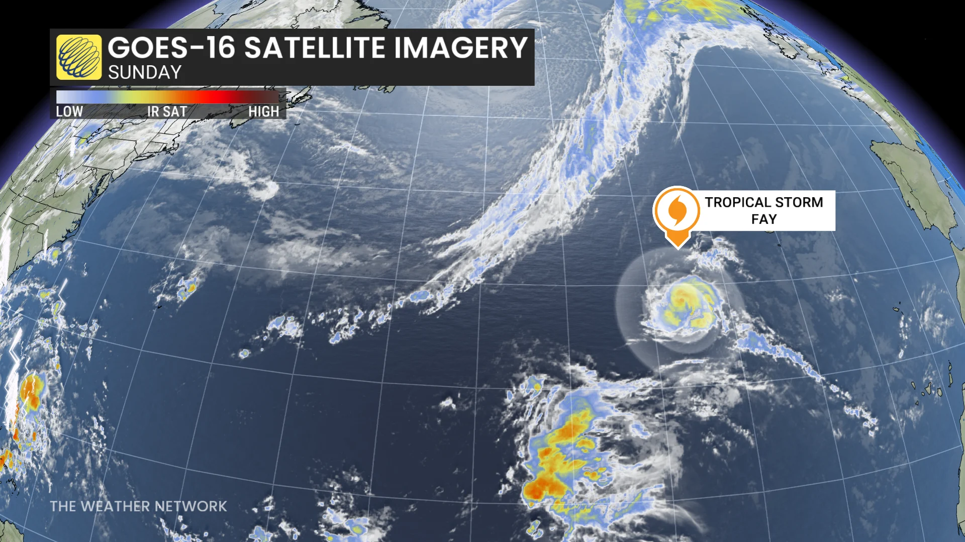 Tropical Storm Fay GOES-16 satellite imagery/NOAA/NASA