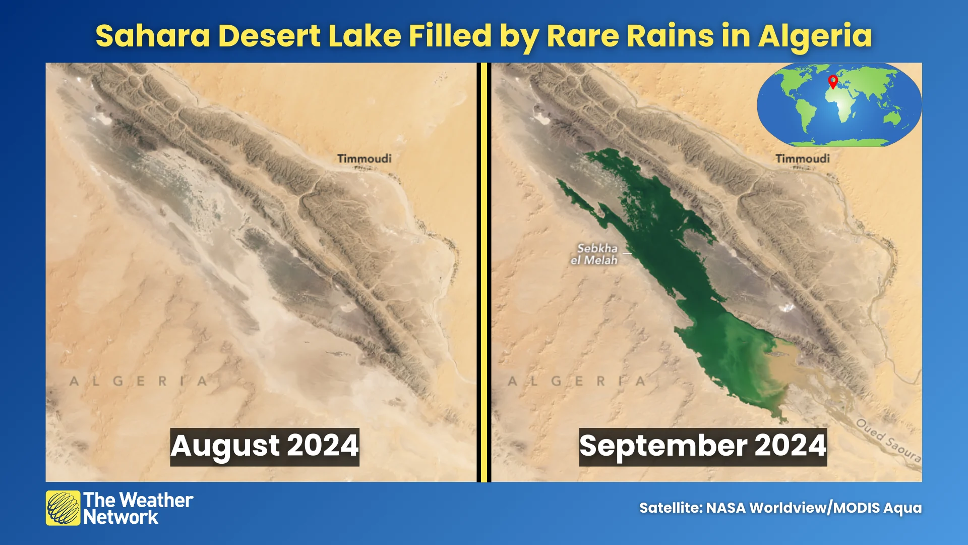Sahara Rains Lake Algeria
