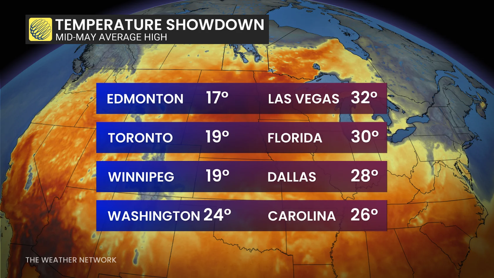 NHL playoffs round two temperatures between cities - May 6, 2025