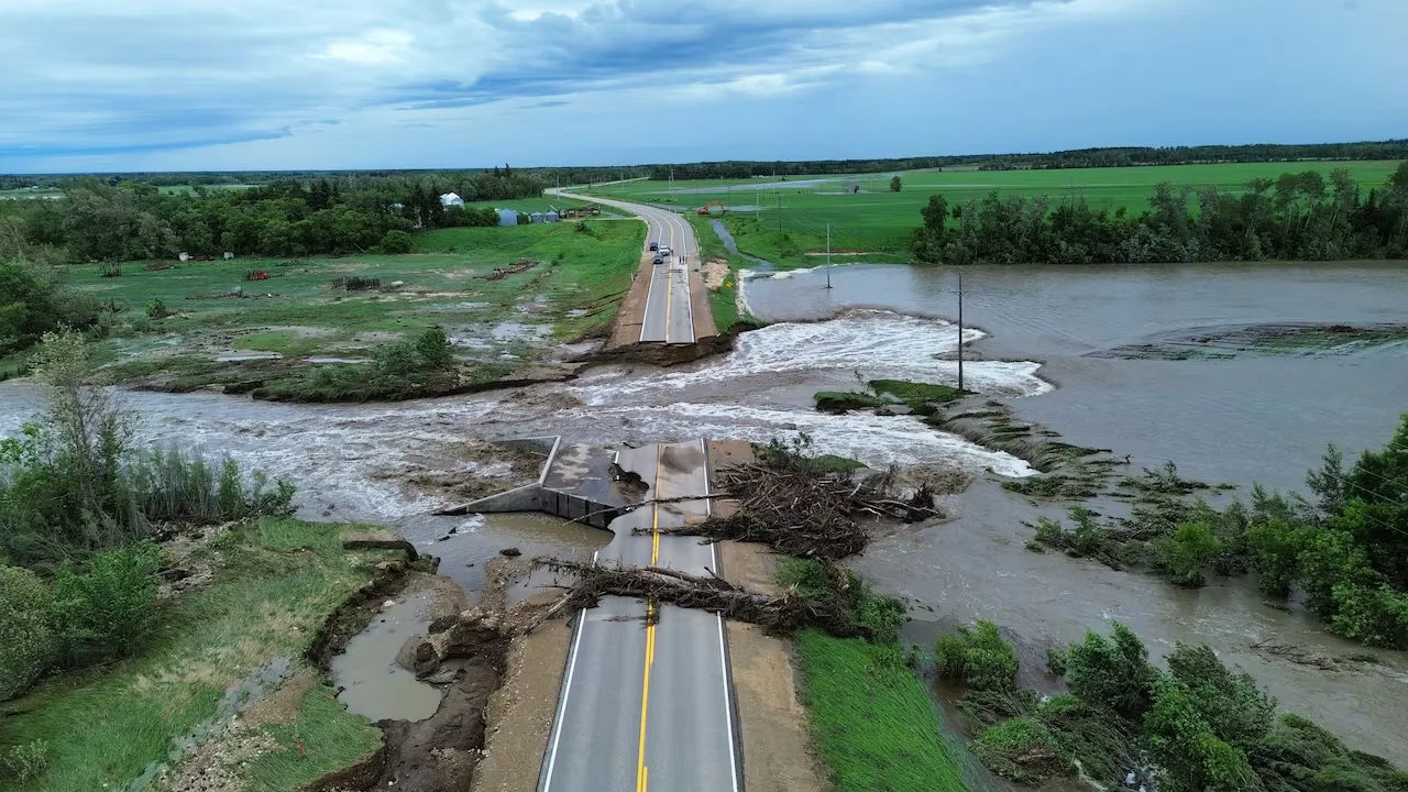 Flood, Swan River, Manitoba, Canada, July 2, 2026. (Submitted by Manitoba Government)