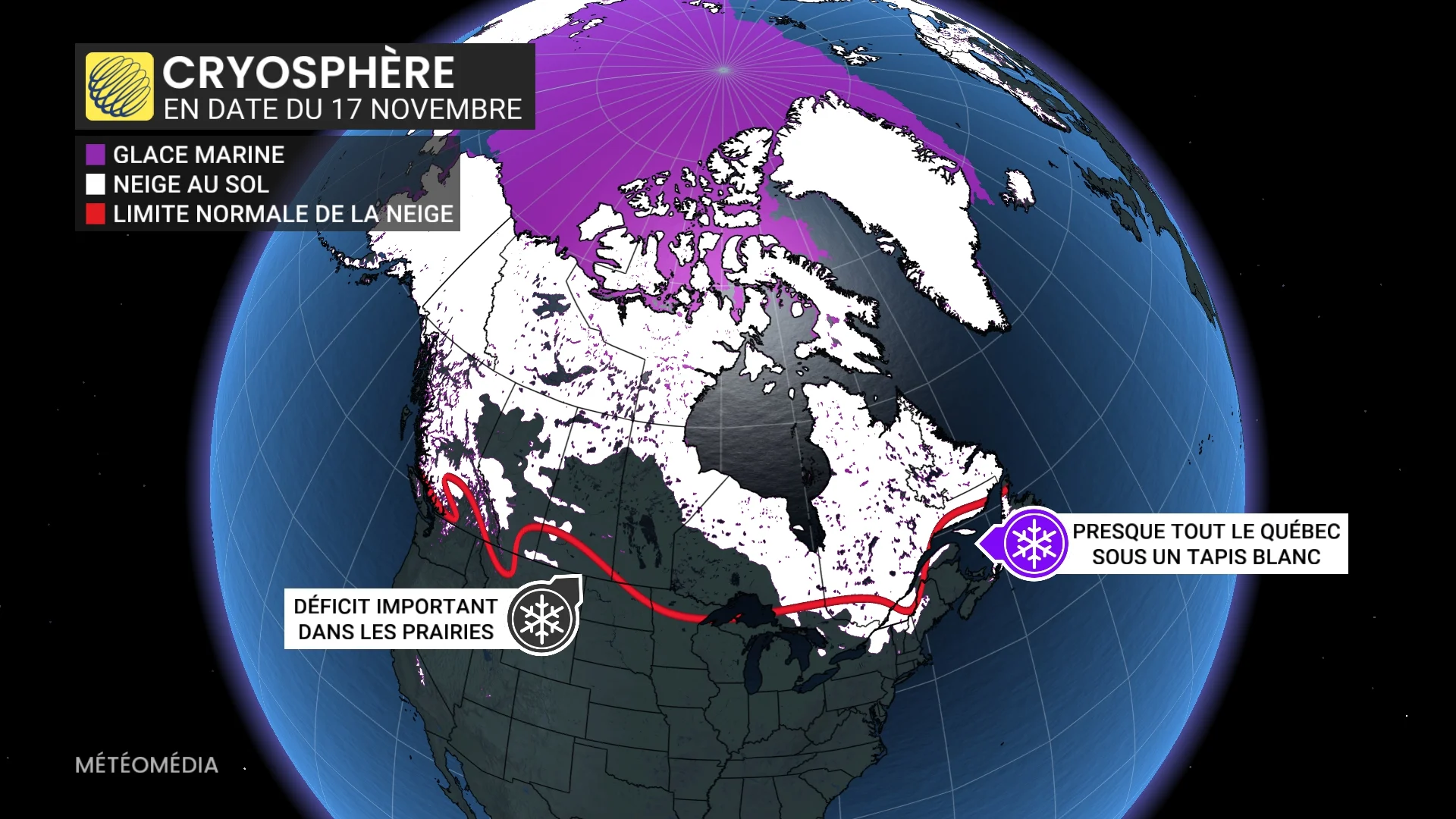 limite du couvert neigeux canada mi-novembre 2025