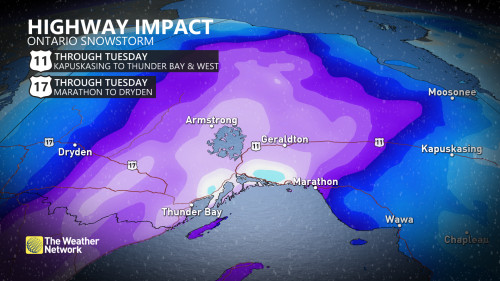 Multi-day snow event could drop as much as 50 cm over parts of northern Ontario