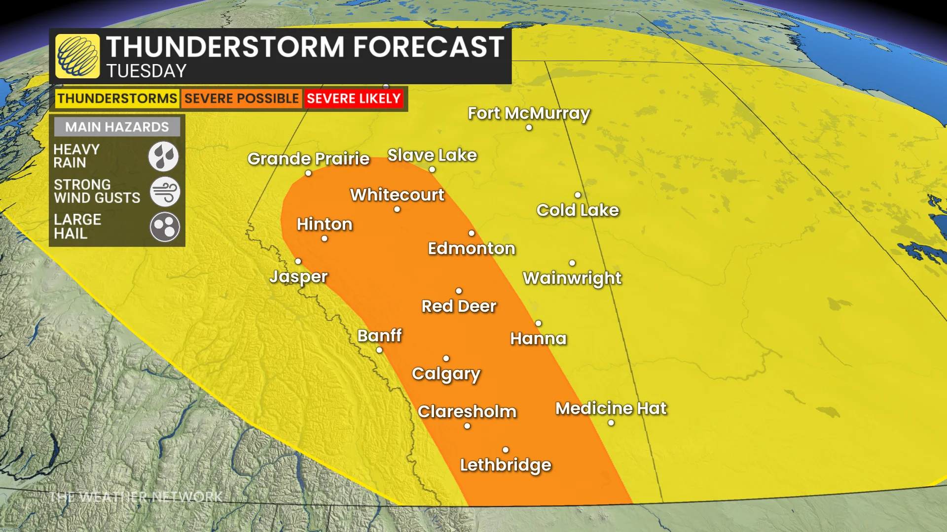 Alberta severe storm risk Tuesday - Aug. 11, 2026