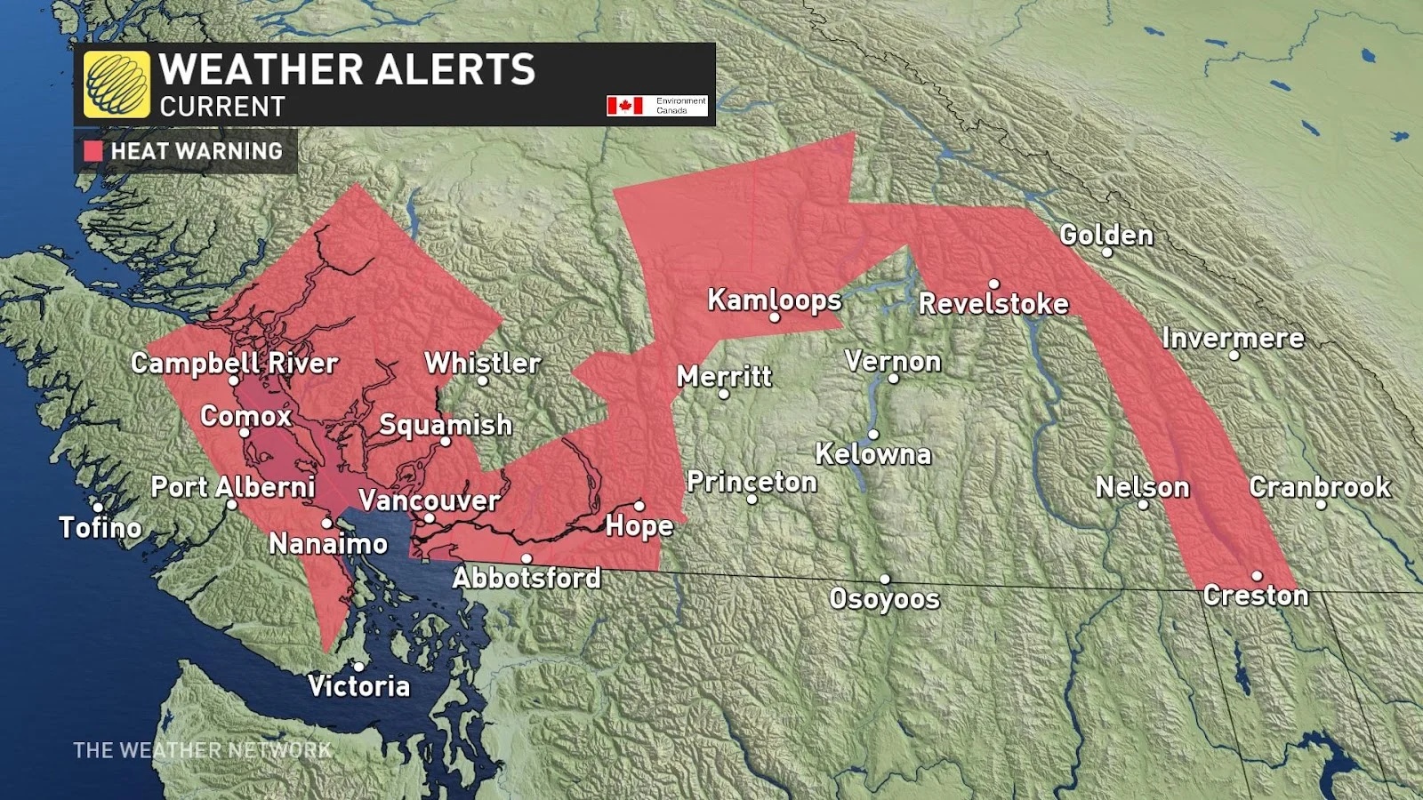 BC heat warnings Aug 13 2023 PM update