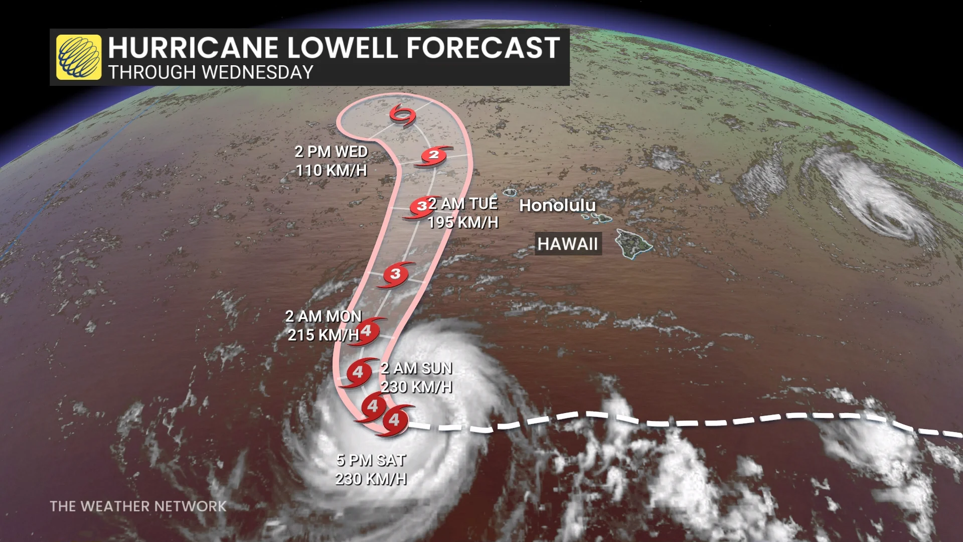 Hurricane Lowell Forecast Through Wednesday