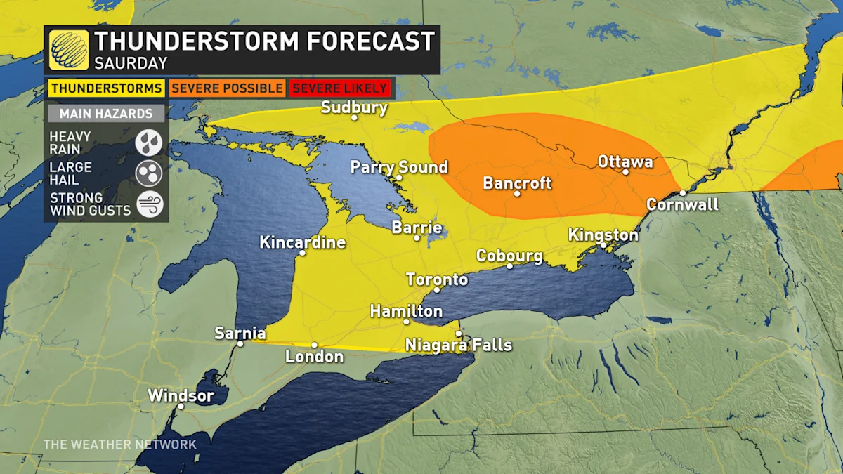 Severe storm risk spills into southern Ontario on Friday - The Weather ...