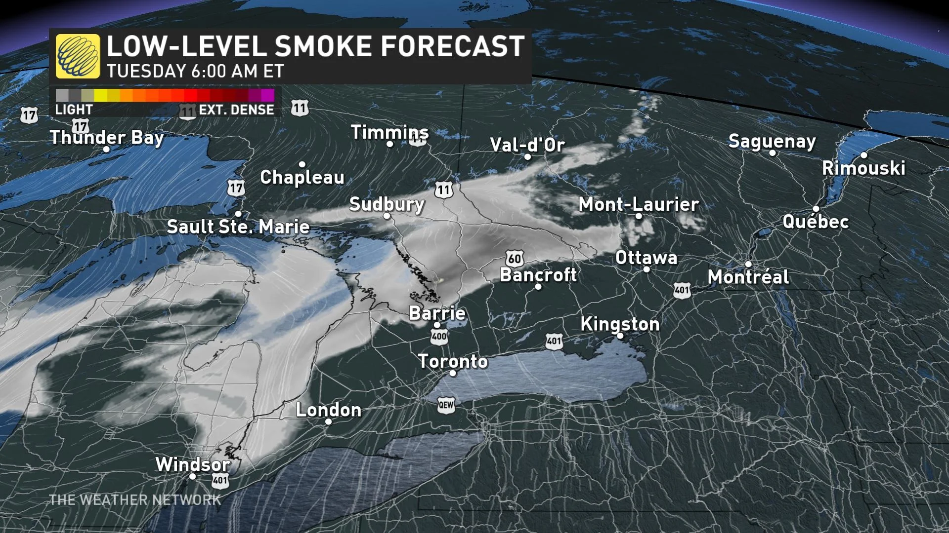 Low-level smoke forecast for Ontario Tuesday morning_May 13