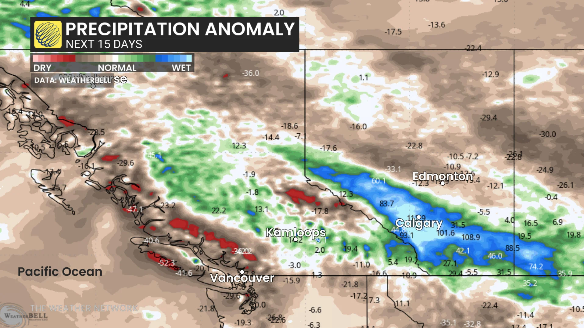 Baron - BC precip anomaly next 15 days - June 12