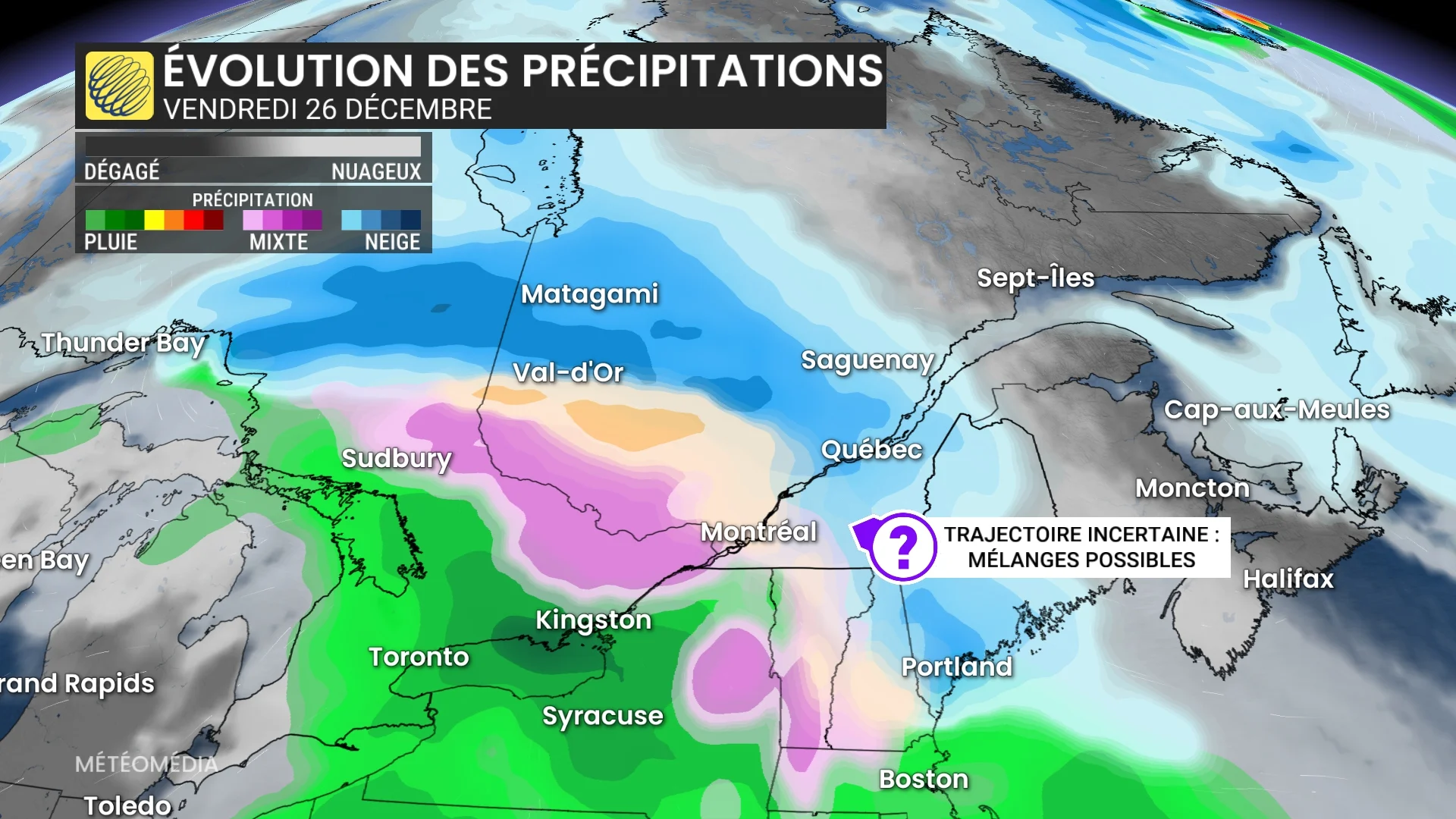 Semaine à venir : le Québec au milieu d'un combat de masses d'air