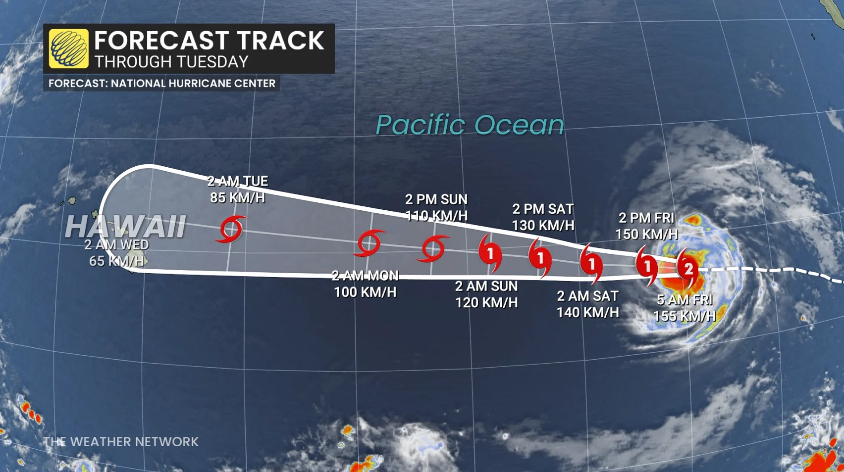 Hawaii, Storm, Tropical, Hurricane, July 24, 2026. (The Weather Network)