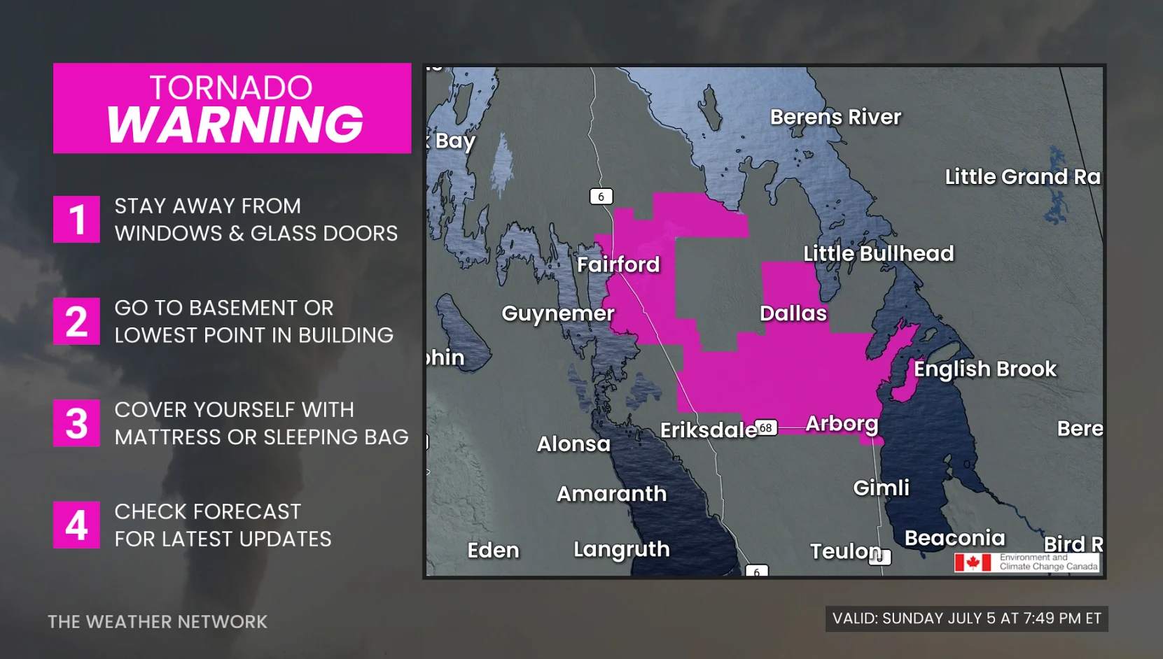 Tornado Warning 2 Manitoba July 5 2026
