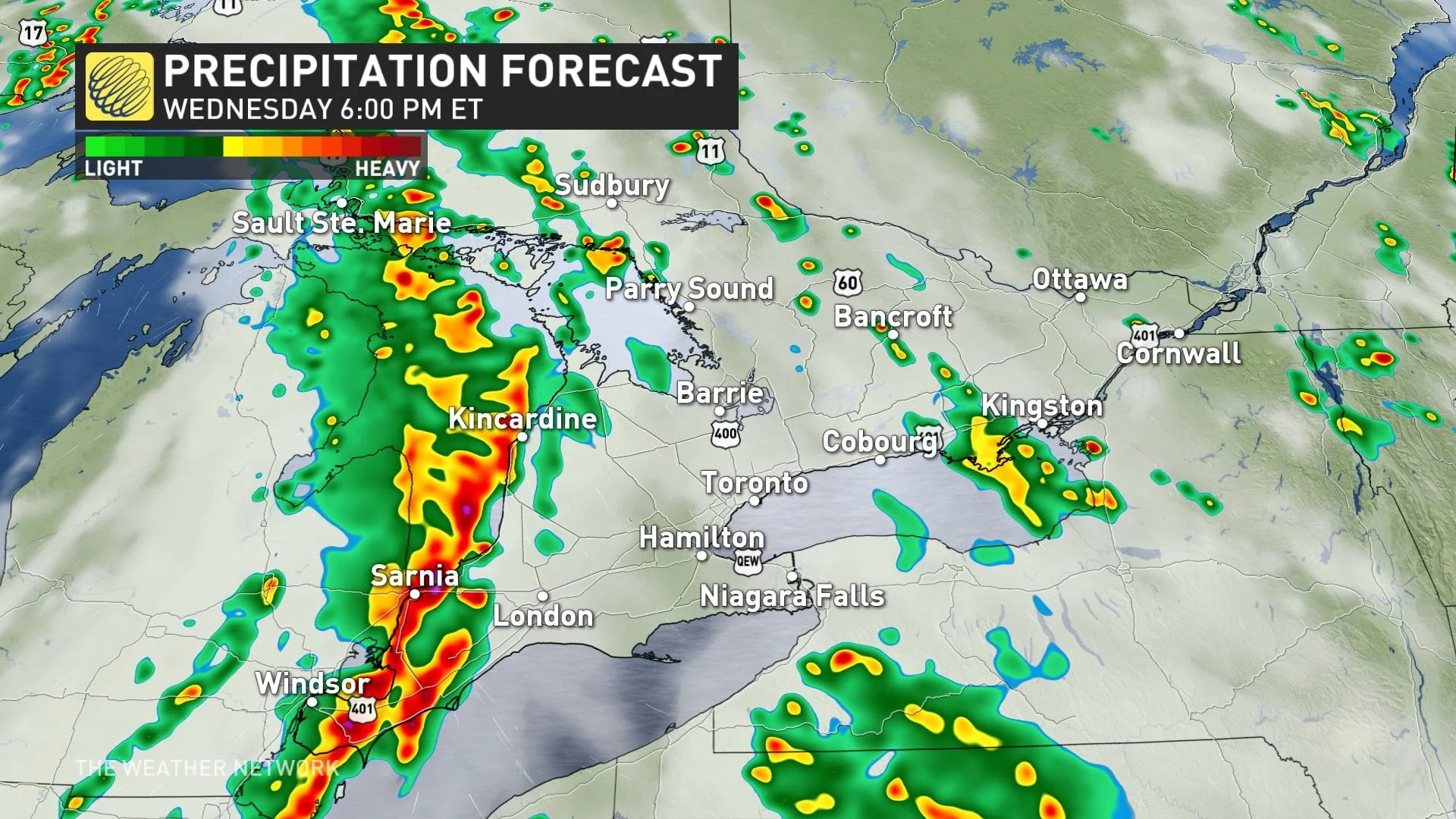 Ontario Wednesday 6 pm precipitation