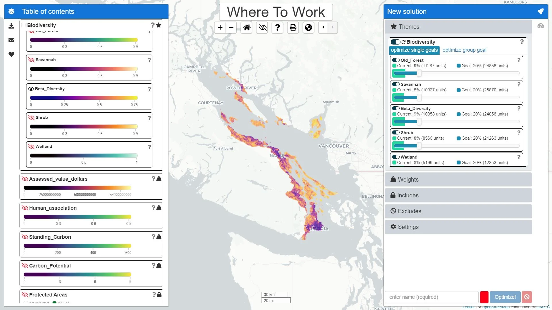 Sites maps screenshot/Nature Conservancy of Canada