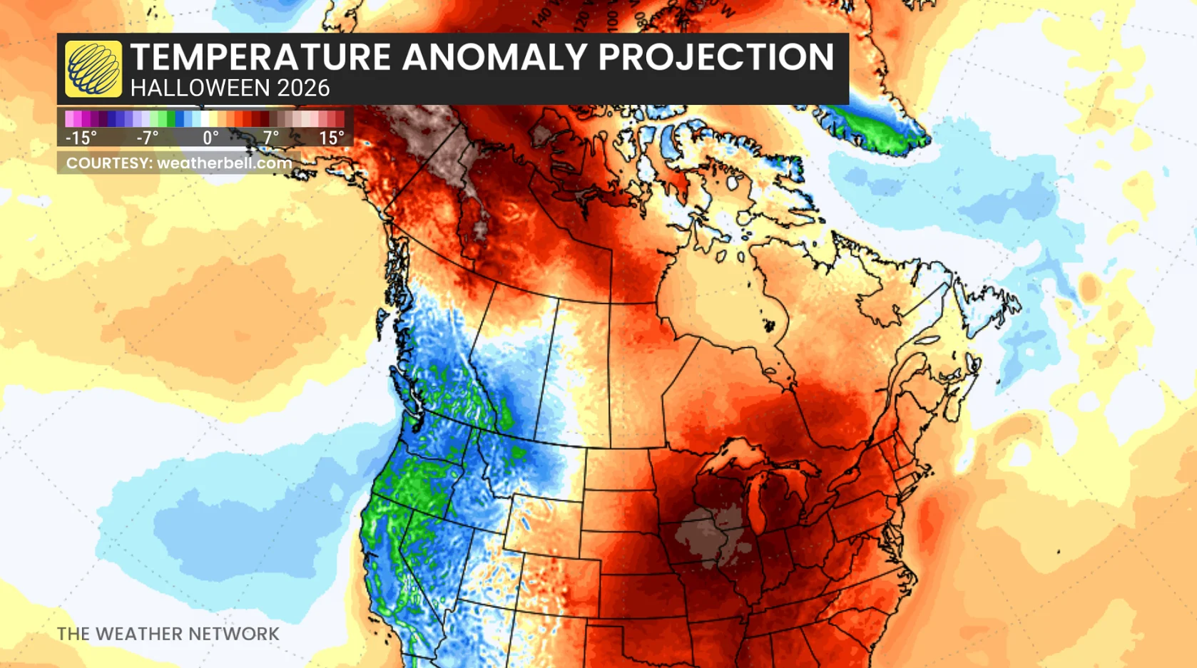 Halloween 2026 temperature anomaly Canada