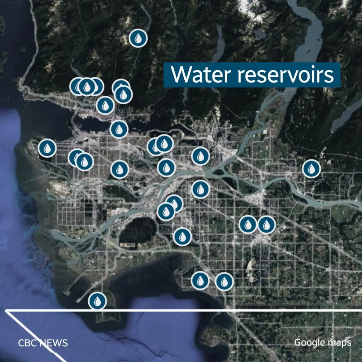 (CBC) Water reservoir map Vancouver BC