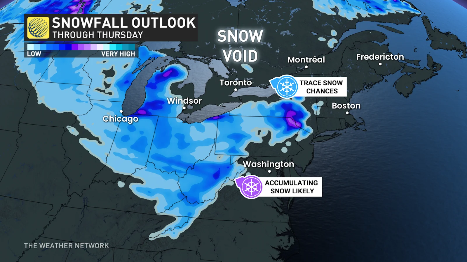 Eastern Canada United States snow through Thursday - Nov. 19, 2024