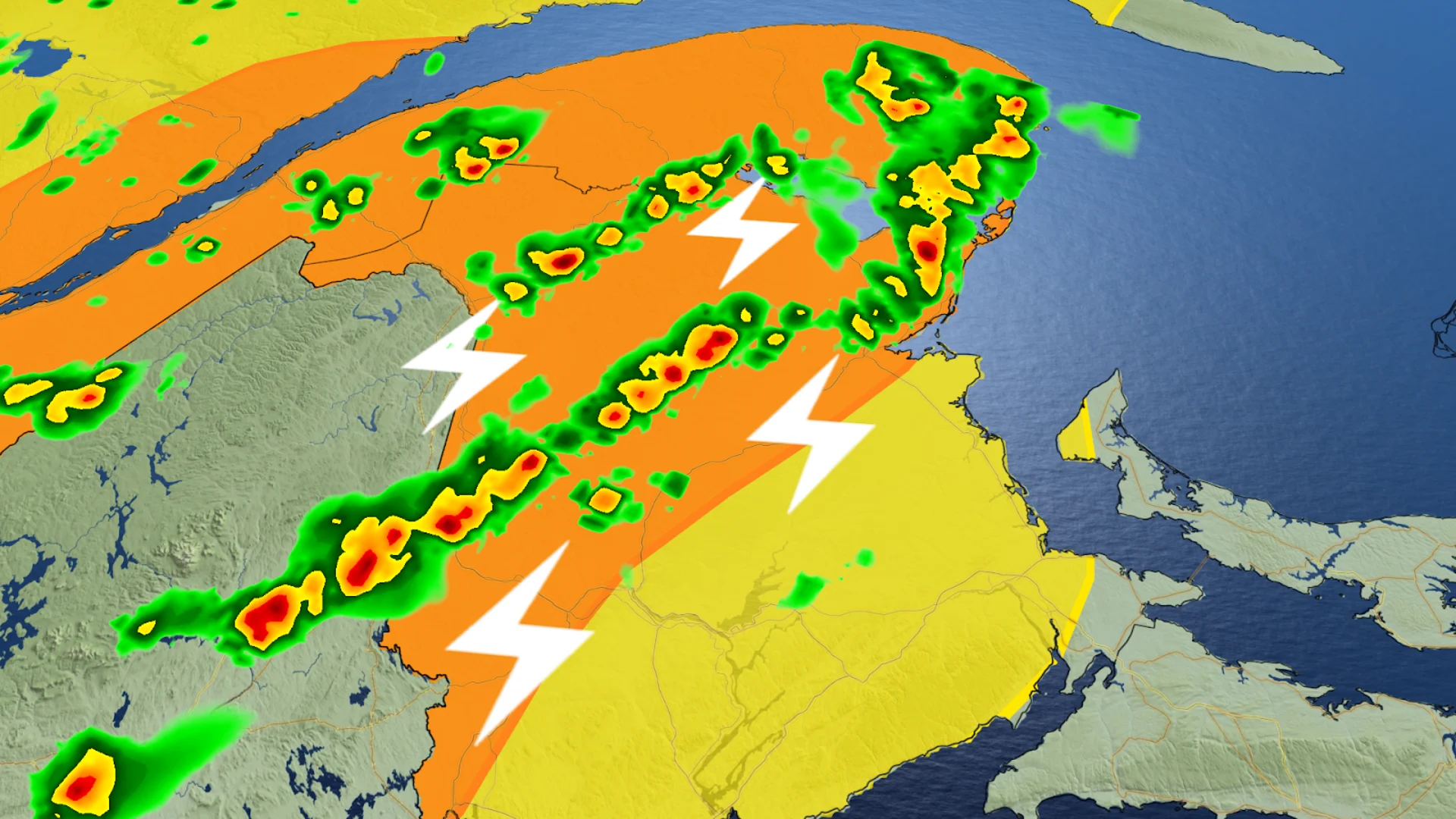 Severe storms to target parts of the Maritimes on Friday, Large hail, strong winds, and tornadoes are possible. Timing, here