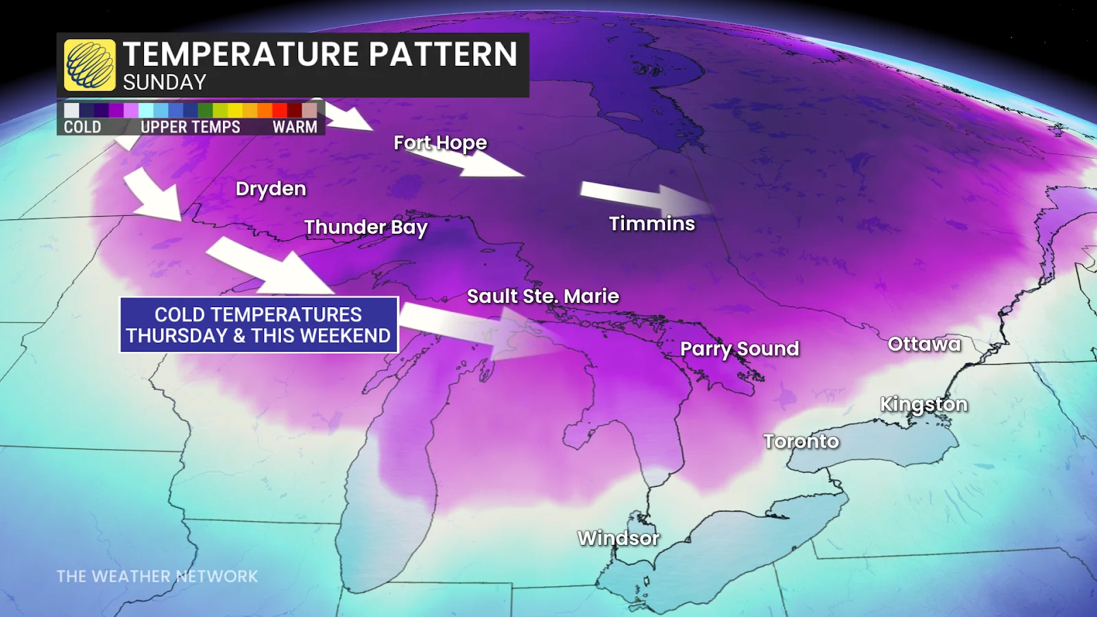 Temperature Pattern for Sunday, Feb 24