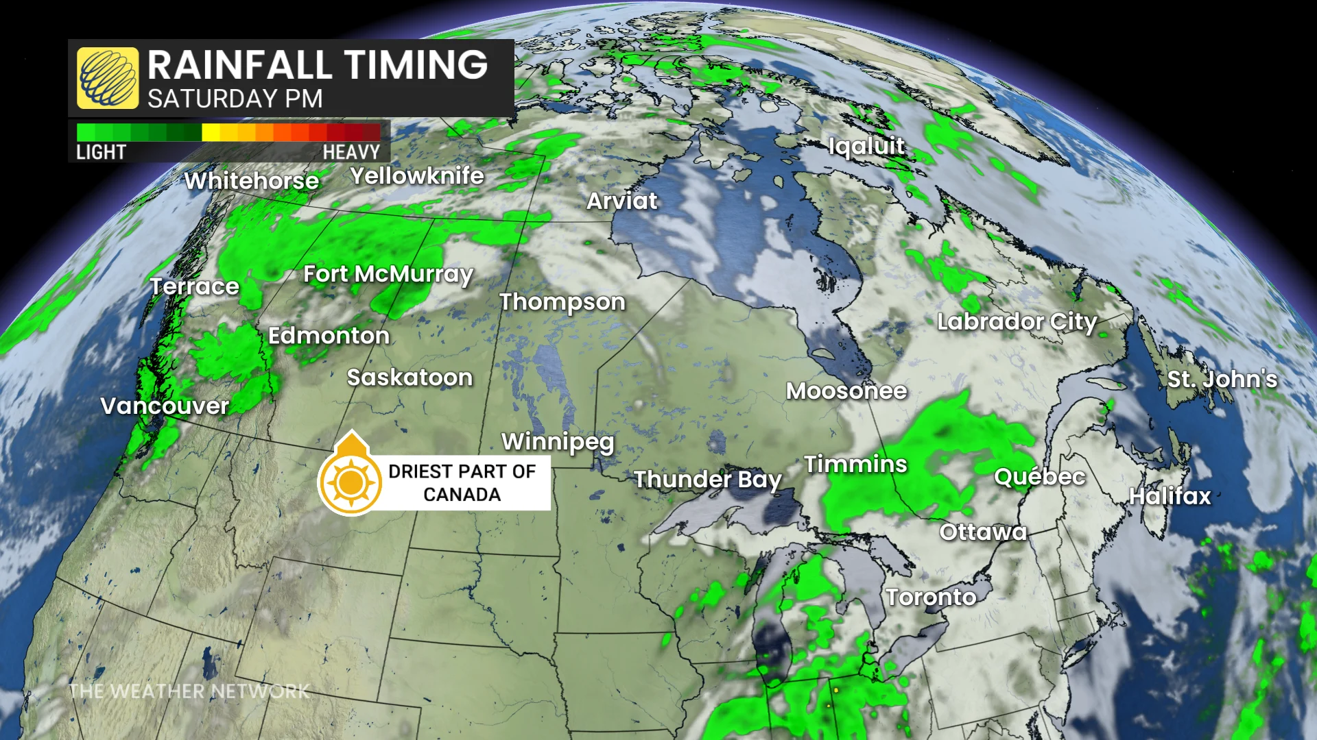Canada Saturday precipitation timing