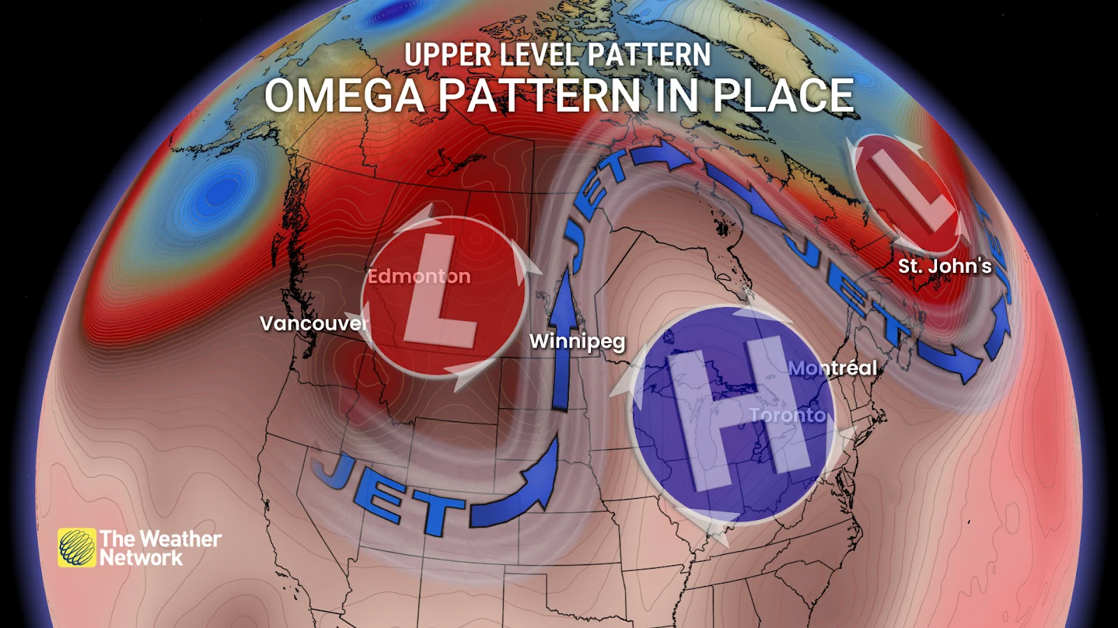 An Upper level Pattern, Omega Pattern in place