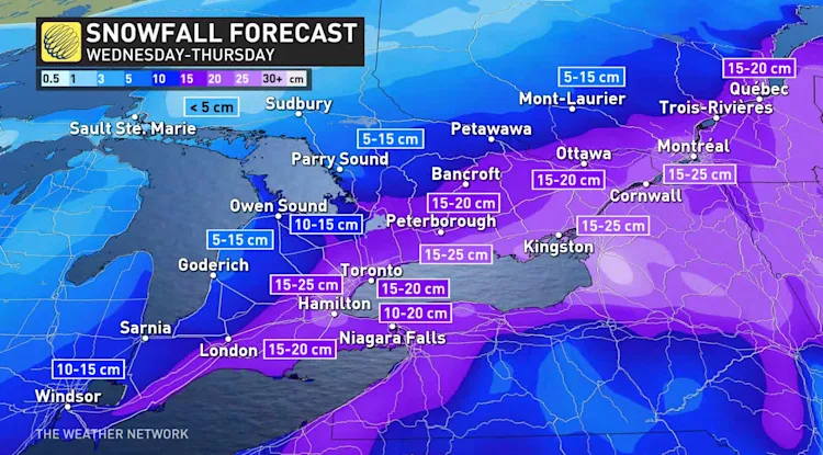 Snowstorm to bring treacherous Wednesday travel in southern Ontario ...