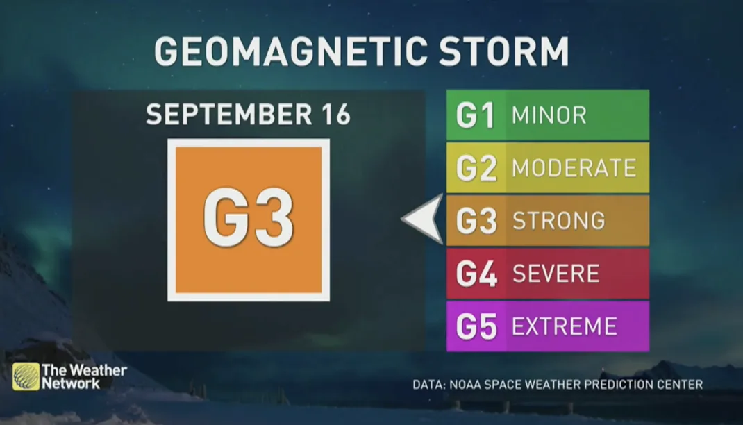 Sept. 16, 2024: Canada' aurora borealis, northern lights potential - G3 Storm