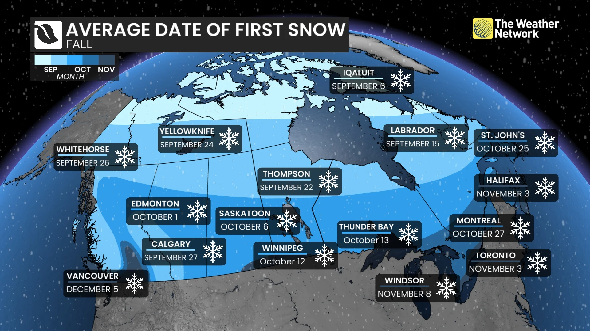 Fall Forecast 2025: Date of average first snow