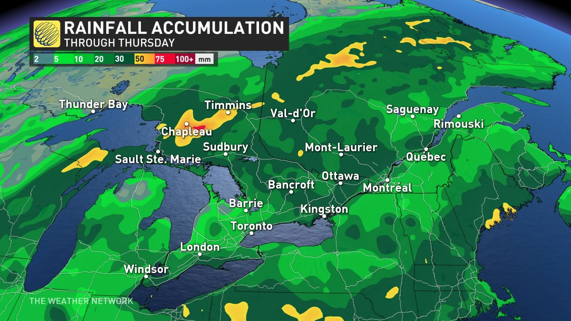 Ontario rainfall projections through Thursday_May 26