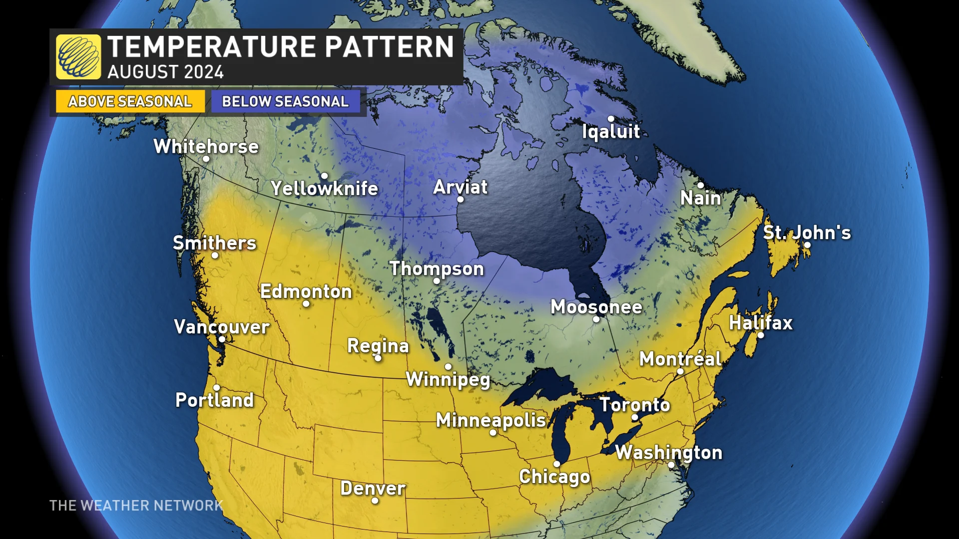 Canada's August 2024 Temperature Pattern