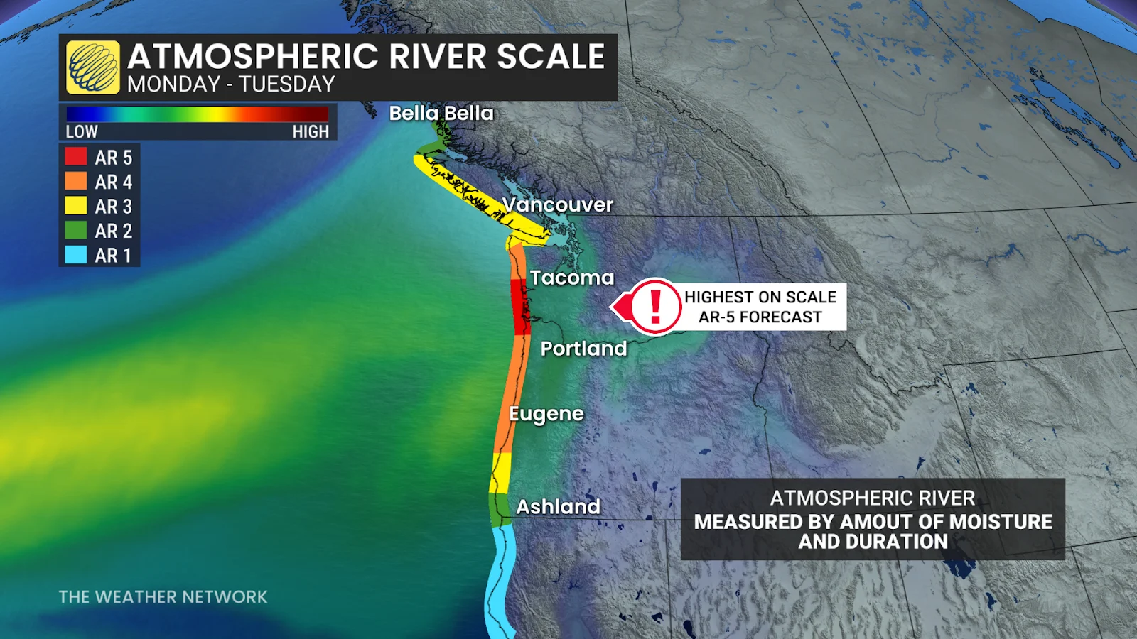 West Coast atmospheric river scale weekend