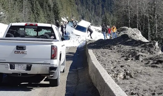Vehicle caught in small avalanche in B.C. Interior