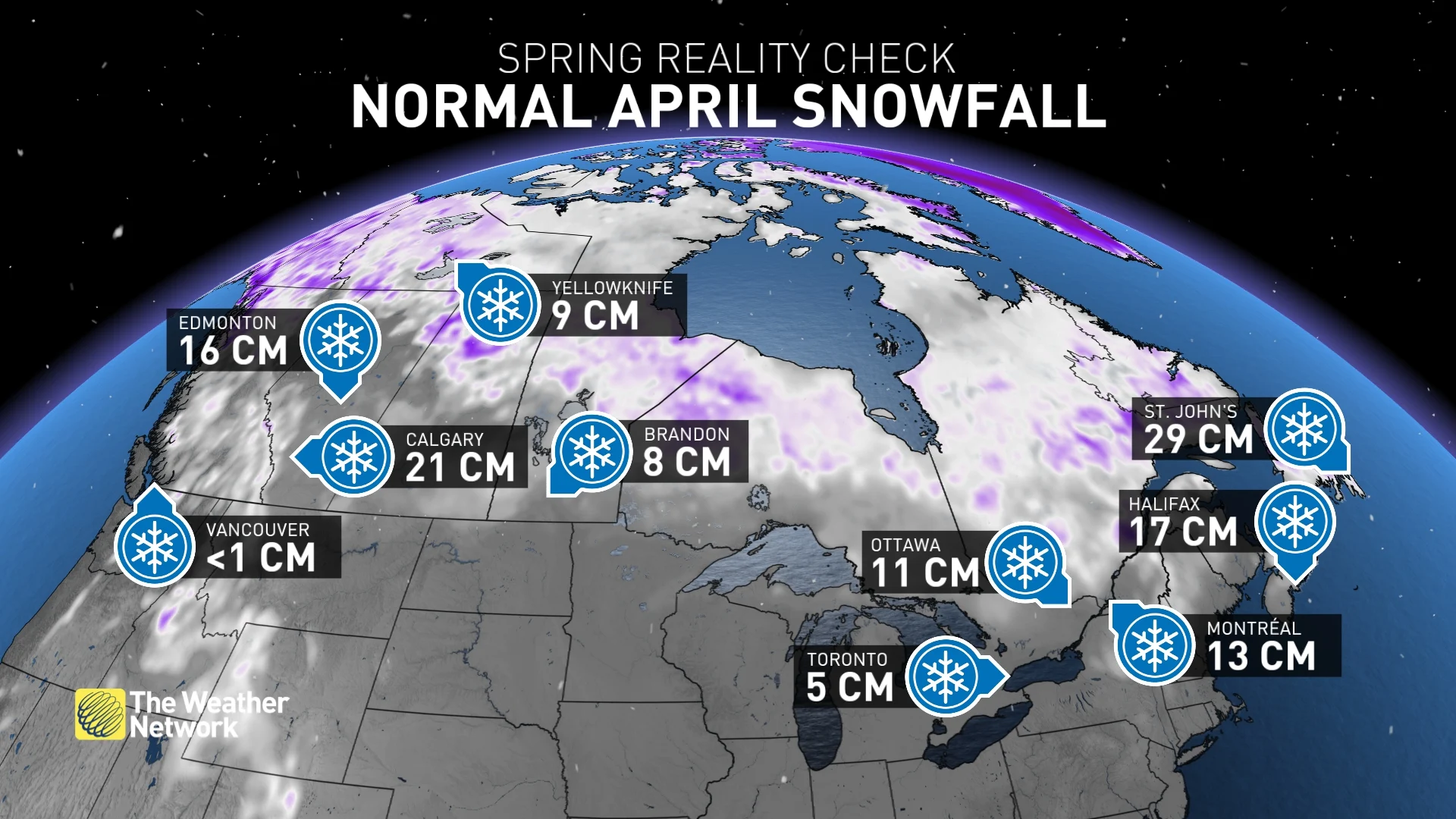 April Snowfall Averages in Canada