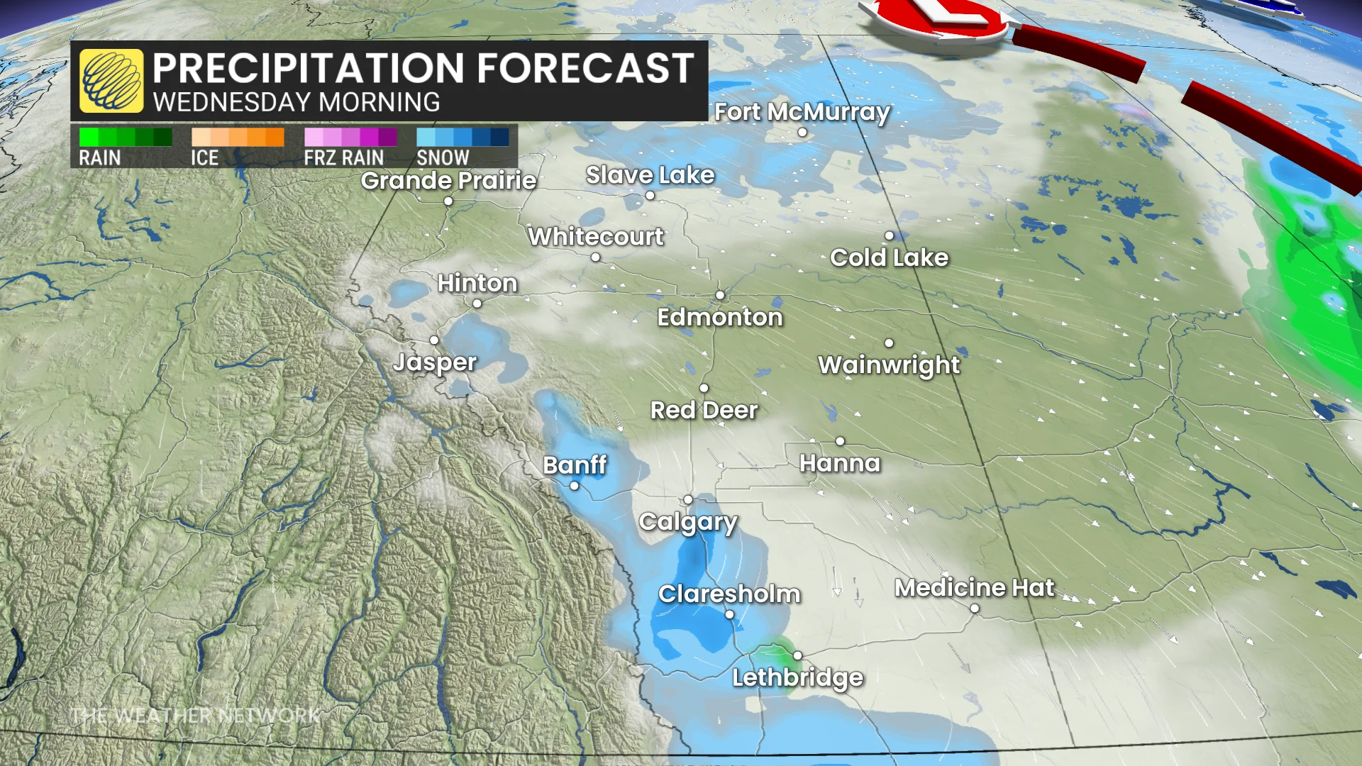 Baron - Alberta precipitation Wednesday morning - April 14