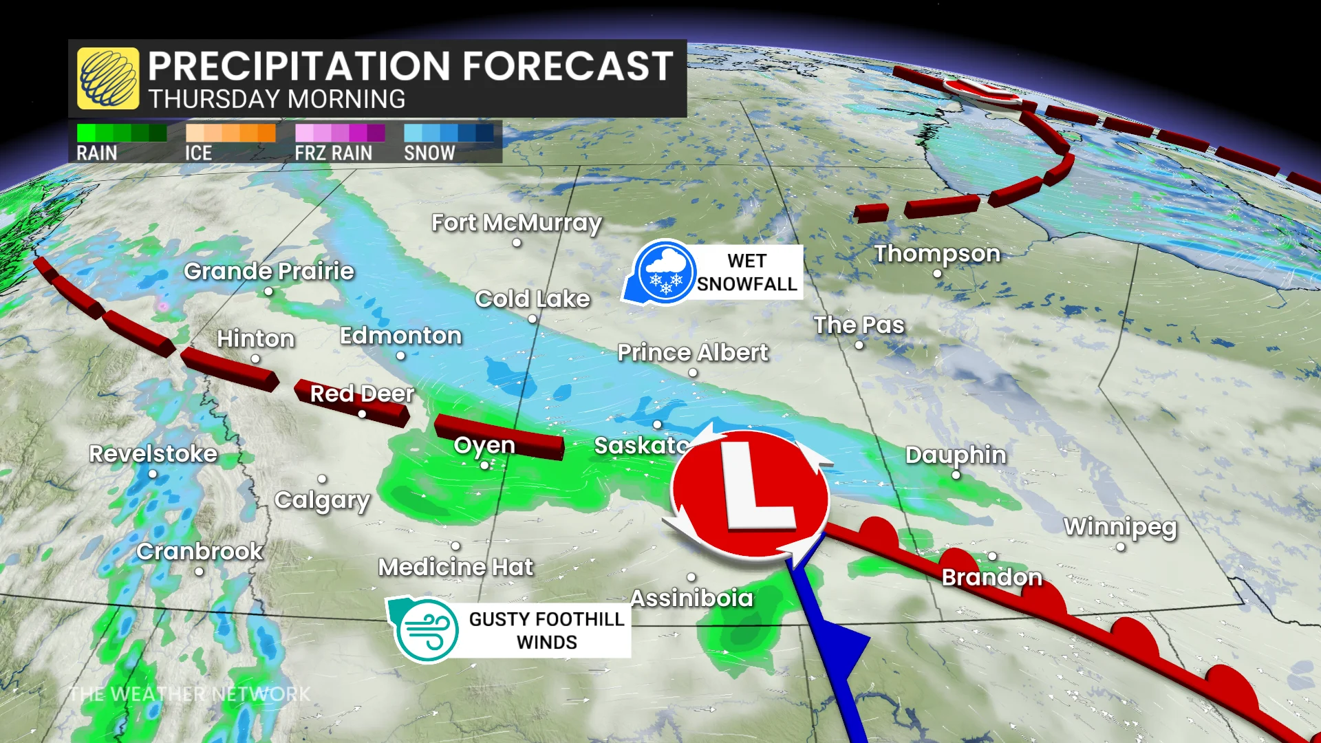 Baron - Precipitation Thursday morning Prairies - Nov4