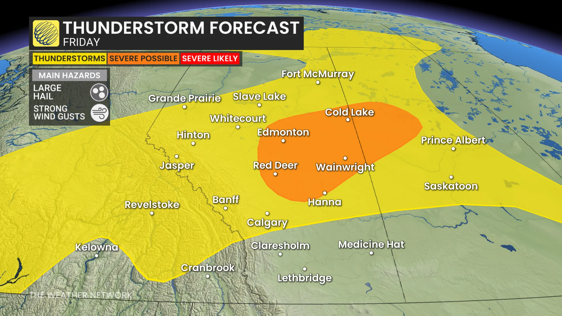Alberta thunderstorm outlook Friday